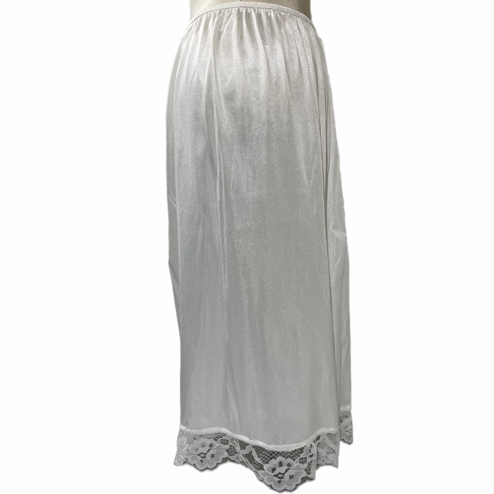 Vintage Lace Satin Silk Slip Skirt Romantic Pin Up Lingerie White Half Slip - Picture 5 of 13
